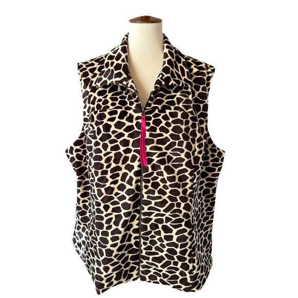Susan Graver Style Womens 2X Fleece Vest Animal Print Office Work Fall - Picture 1 of 8
